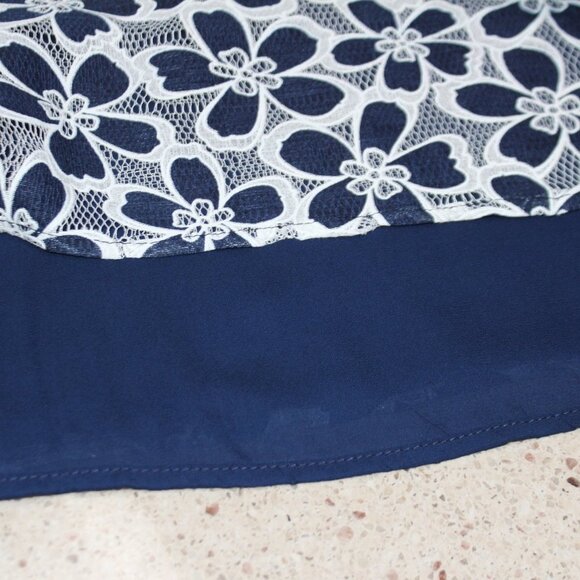 Blu Pepper Navy & White Floral Cold Shoulder Top - Picture 11 of 14